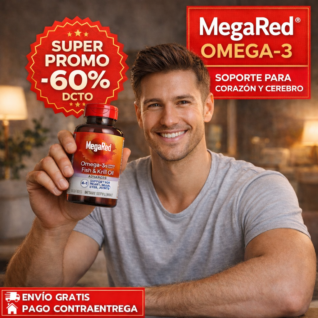MegaRed™ Omega 3 Pro – Suplemento Premium para Mejorar Energía, Memoria y Salud Cardiovascular